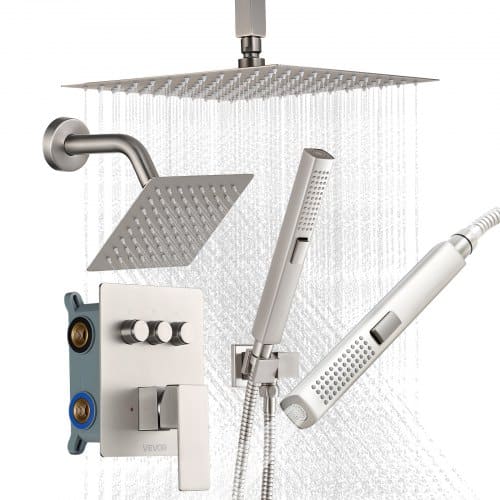 de2FDPCPHSPHSTZXDAW4I002V02Fgoods_img-v22Fshower-system-m100-1.2.jpg Termostatinė Dušo Maišytuvo Sistema su 254 mm Lubiniu Lietaus Galvu ir 152 mm Sienine Galvute (Šlifuotas Nikelis) - Image 1