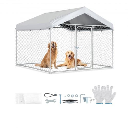 de2FDXHWQSYS6565NAQH5002V02Fgoods_img-v12Flarge-dog-kennel-m100-1.2.jpg Lauko šunų voljeras – didelis lauko aptvaras šunims su UV spinduliams atspariu stogeliu, 2 x 2 x 1,6 m - Image 1