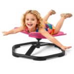 Vaikiškas sensorinis besisukantis krėslas, rožinės spalvos, gėlės formos 54 cm, aukštis 25,5 cm 