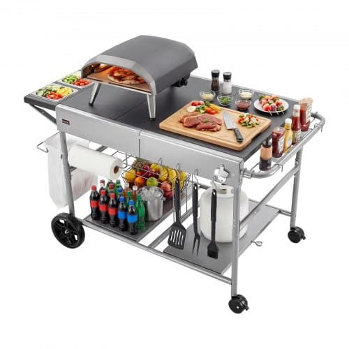 de2FFZDKHWBCTCFZBZL1Z001V02Fgoods_img-v32Foutdoor-grill-cart-m100-1.2.jpg Lauko kepsninių staliukas 1360 x 760 x 790 mm, mobilus maisto ruošimo vežimėlis su ratukais ir priedais - Image 1