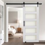 Slankiojančio tvarto tipo durys su furnitūros rinkiniu ir matiniu stiklu 914 x 2134 mm (MDF plokštė)