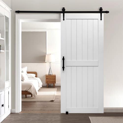 de2FGCMFHBHXTZBSJ8P5K001V02Fgoods_img-v22Fnon-folding-barn-door-m100-1.2.jpg Slankiojančio tvarto tipo durys su furnitūros rinkiniu 914 x 2134 mm (MDF plokštė) - Image 1
