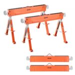 Reguliuojamo aukščio sulankstomi darbiniai ožiai 2 vnt. – tvirtas 816 kg talpos suoliukas medienos apdirbimui 1085 x 551–698 x 643–820 mm
