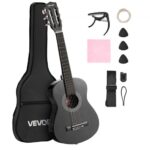 Klasikinė gitara, 780 mm, vaikiškas pradedančiųjų rinkinys su nailoninėmis stygomis, dėklu, dirželiu ir priedais, juoda