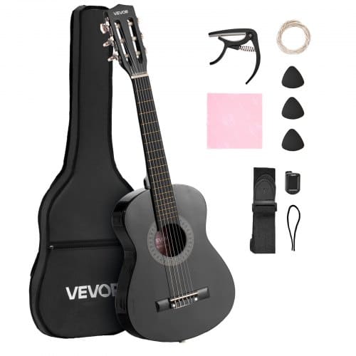 de2FJBGDJT30INCHMHTMG001V02Fgoods_img-v22Fclassical-guitar-m100-1.2.jpg Klasikinė gitara, 780 mm, vaikiškas pradedančiųjų rinkinys su nailoninėmis stygomis, dėklu, dirželiu ir priedais, juoda - Image 1