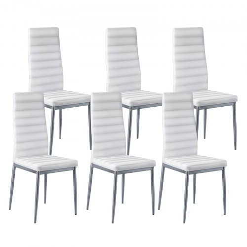 de2FJSCYXDFGPYXD6O69U001V02Fgoods_img-v22Fmetal-dining-chairs-m100-1.2.jpg Modernių valgomojo kėdžių rinkinys iš 6 dalių 465 x 405 x 970 mm su baltos spalvos odos apmušalais ir metalinėmis kojelėmis - Image 1