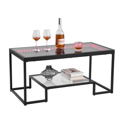 de2FJSKFZKFSSNJS7YG2I001V92Fgoods_img-v12Fcoffee-table-m100-1.2.jpg Modernus kavos staliukas su grūdintu stiklu ir apšvietimu 2 pakopų stačiakampis stalas svetainei - Image 1