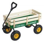 Vaikiškas vežimėlis-ragatkę su medinėmis panelėmis ir ratukais (žalias) iki 150 kg