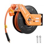 Automatinė žarnos ritė 15 m suspaustam orui su gumine žarna ir pasukamu laikikliu