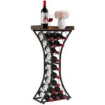 Pastatomas vyno stovas 15 butelių su mediniu stalviršiu mini baras 430 x 290 x 895 mm