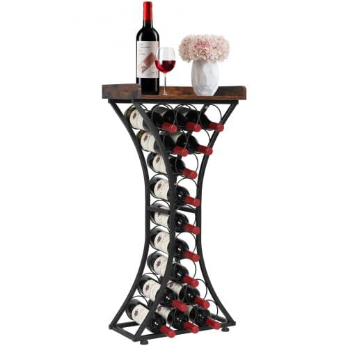 de2FLSJJHSTM14P87X254001V02Fgoods_img-v12Fwine-rack-m100-1.2.jpg Pastatomas vyno stovas 15 butelių su mediniu stalviršiu mini baras 430 x 290 x 895 mm - Image 1