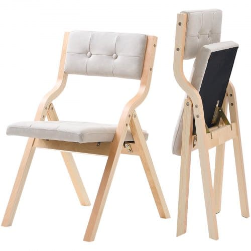 de2FMZHZZZDYXDFBPPPME001V02Fgoods_img-v22Fwood-folding-chairs-m100-1.2.jpg Sulankstomos kėdės komplektas, smėlio spalvos medinės kėdės su minkšta sėdyne, 2 vnt. 57,5 x 48 x 80 cm - Image 1