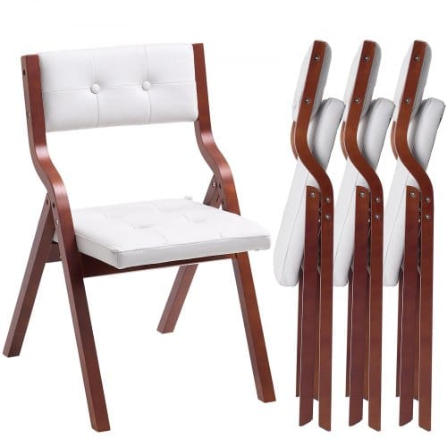 de2FMZHZZZDYXDFBWBMI4001V02Fgoods_img-v22Fwood-folding-chairs-m100-1.2.jpg Sulankstomos kėdės komplektas, baltos medinės kėdės su minkšta sėdyne, 4 vnt. Didžiausia apkrova: 180 kg vienai kėdei 57,5 x 48 x 80 cm - Image 1