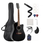 Akustinė gitara 41 colio (104 cm) pradedančiųjų rinkinys su dėklu (juoda)