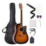 Akustinė gitara 41 colio 1030 x 398 x 120 mm pradedančiųjų rinkinys su dėklu (sunburst spalva)