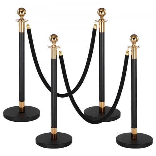 de2FQTGLZDSDHSHRSQ36L001V02Fgoods_img-v22Fcrowd-control-stanchion-m100-1.2.jpg Atitvėrimo stulpeliai 4 vnt., juodi aksominiai lynai renginiams ir parodoms - Image 1