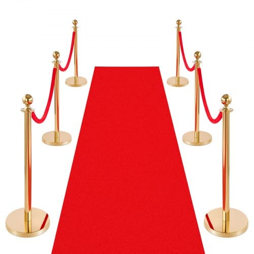 de2FQTGLZDSDJSHRFLWJ1001V02Fgoods_img-v22Fcrowd-control-stanchion-m100-1.2.jpg Atitvėrimo stulpeliai 6 vnt., raudoni aksominiai lynai ir kilimoforė renginiams bei parodoms - Image 1