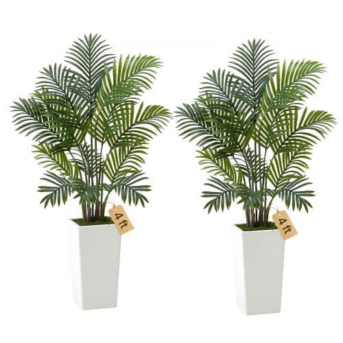 de2FRZRDZWSWK4FTMX1QL001V02Fgoods_img-v32Fartificial-tropical-plants-m100-1.2.jpg 2 vnt. dirbtinių Areca palmų rinkinys su baltais vazonais, 1219 mm (4 pėdos) - Image 1