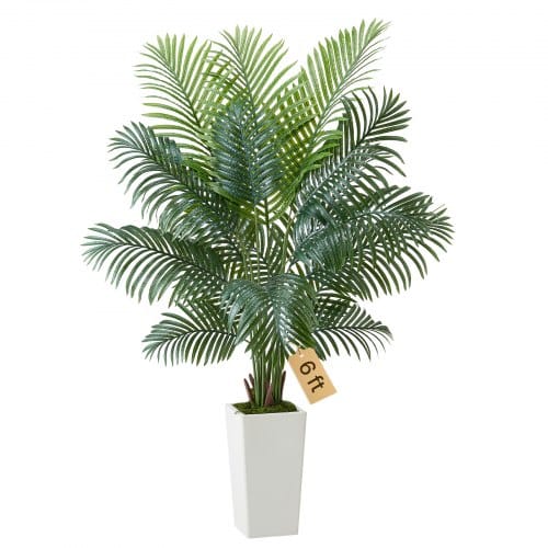 de2FRZRDZWSWK6FTOQ6OH001V02Fgoods_img-v22Fartificial-tropical-plants-m100-1.2.jpg Dirbtinė Areca palmė su baltu vazonu, 1829 mm (6 pėdos) - Image 1