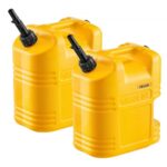 Nešiojami degalų bakai 19 l (5 gal) su piltuvu ir aiškia skale 2 vnt., geltoni