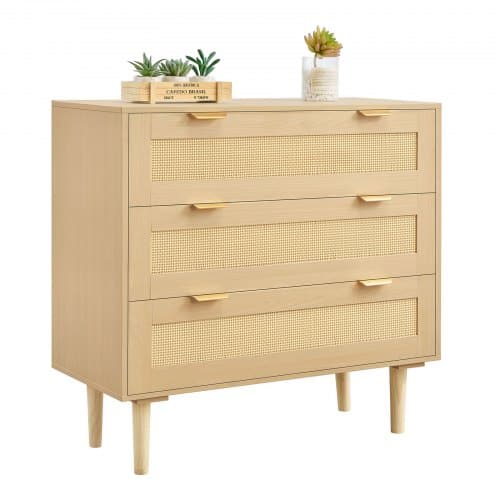 de2FSLJYXTBCTJDLPGT2Z001V02Fgoods_img-v32Fdrawer-dresser-m100-1.2.jpg 3 stalčių komoda su rotango apdaila, natūralaus medžio spalvos, su medinėmis kojelėmis 80 x 35 x 77 cm - Image 1