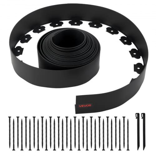 de2FSLPZ33FT4INC8XL8X001V02Fgoods_img-v22Fplastic-garden-edging-m100-1.2.jpg Plastikinė vejos ir gėlynų krašto juosta 1000 x 10 cm su 30 kuoliukų ir 2 pagrindo kuolais - Image 1