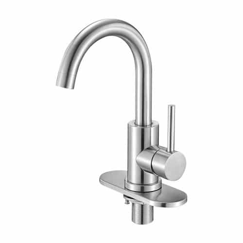 de2FSLSSLTLSNYEJGWEWA001V02Fgoods_img-v22Fsingle-handle-sink-faucet-m100-1.2.jpg Vienos svirties praustuvo maišytuvas 183 x 50 x 295 mm su šlifuoto nikelio apdaila ir dengiamąja plokštele - Image 1
