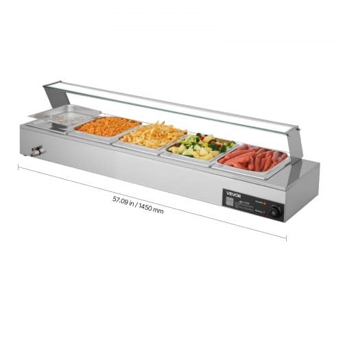 de2FSYSPBWQ512FSYJRA5001V22Fgoods_img-v22Fcommercial-food-warmer-m100-1.2.jpg Elektrinis maisto šildytuvas 1500W nerūdijančio plieno su stikliniu dangčiu 5 indų talpos - Image 1