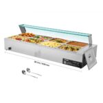 Komercinis elektrinis maisto šildytuvas-bain-marie su stikliniu dangčiu (8 indų, 1700 W)