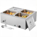 Komercinis maisto šildytuvas (bain marie) su dangčiu, 4 x 1/2 dydžio indais, 71 x 57 x 28 cm