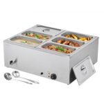 Komercinis maisto šildytuvas (bain marie) su dangčiais, 6 x 1/3 dydžio indais, 71 x 57 x 28 cm