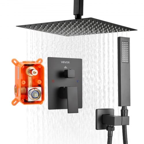 de2FTHBAZDPHSZHYBX4TV001V02Fgoods_img-v22Fshower-system-m100-1.2.jpg Matinis juodas dušo maišytuvo komplektas su 305 mm kvadrate lietaus dušo galvute ir rankiniu purkštuvu - Image 1