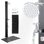 Lauko solarinė dušo kabina 35 l su kojų plautuvu ir maišytuvu 40 x 25,5 x 216 cm