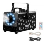 Galinga 900W sniego mašina 320 x 230 x 270 mm su aplinkos apšvietimu, belaidžiu nuotolinio valdymo pultu ir 1L skysčio bakeliu