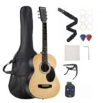 Akustinė gitara 36 colių 905 x 330 x 105 mm pradedančiųjų rinkinys su dėklu (natūrali spalva)