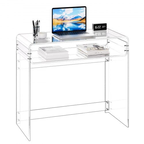 de2FYKLZXGZCZKJXPEUXB001V02Fgoods_img-v22Facrylic-table-m100-1.2.jpg Skaidrus akrilinis staliukas su lentyna, 2 pakopų (85 x 40 x 75 cm) - Image 1