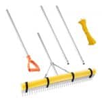 Lanksčios paskirties grėblys aplinkos tvarkymui 914 mm pločio galva 2590 mm rankena