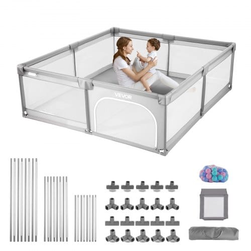 de2FYYEWSHLBYYEW6KXKV001V02Fgoods_img-v22Fbaby-playpen-m100-1.2.jpg Didelis vaiko maniežas 2000 x 1490 mm, saugus aktyvumo centras su 50 kamuoliukų, užtraukiamos durys, tinka namams ir laukui - Image 1