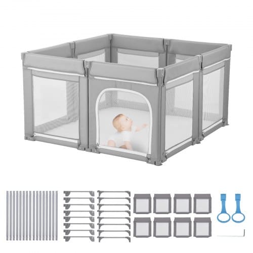 de2FYYEWSHLBYYEWU1BNW001V02Fgoods_img-v22Fbaby-playpen-m100-1.2.jpg Kompaktiškas ir sulankstomas vaiko maniežas 1200 x 1200 mm, saugus aktyvumo centras su užtraukiamomis durimis, tinka namams ir laukui - Image 1