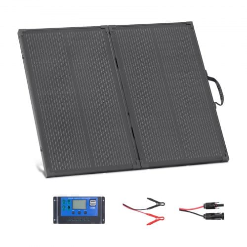 de2FZDDKTYNB1100BEZX3001V22Fgoods_img-v22Fsolar-panels-m100-1.2.jpg Nešiojamas saulės panelis 100 W, sulankstomas monokristalinis saulės kroviklis su 30 A valdikliu - Image 1