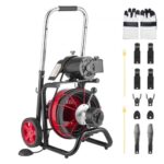 Elektrinis kanalizacijos valymo įrenginys 30 m x 13 mm, automatinis su ratukais ir 8 antgaliais