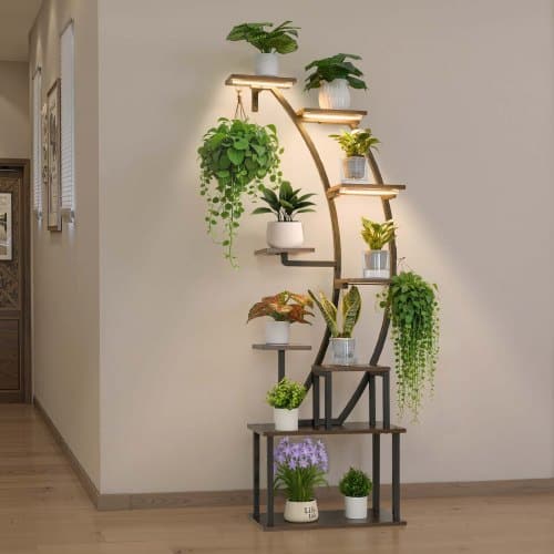 de2FZSZWJDBXSHBY0JVS3001V22Fgoods_img-v12Fplant-stand-m100-1.2.jpg Kambarinis augalų stovas – 9 pakopų gėlių stovas su augimo lempomis, 160 cm aukščio - Image 1
