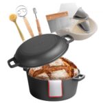 Ketaus puodas (dutch oven) 2-viename su dangčiu-kepimo rankšluosčiu / keptuve 4,7 l, 32 x 26 x 16,5 cm