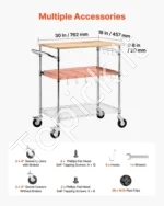 3 pakopų virtuvės vežimėlis su mediniu stalviršiu 300 kg, 76x46x91 cm - Image 5