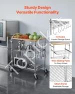3 pakopų virtuvės vežimėlis su mediniu stalviršiu 300 kg, 76x46x91 cm - Image 6