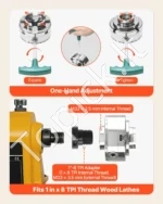 4 colių medžio tekintyklos griebtuvas su 4 žandikauliais ir 1x8 TPI adapteriu, rinkinys - Image 6