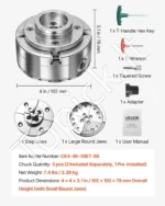 4 colių medžio tekintyklos griebtuvas su 4 žandikauliais ir 1x8 TPI adapteriu, rinkinys - Image 7