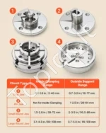 4 colių medžio tekintyklos griebtuvas su 4 žandikauniais, sriegio adapteriu ir lagaminu - Image 3