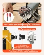4 colių medžio tekintyklos griebtuvas su 4 žandikauniais, sriegio adapteriu ir lagaminu - Image 6