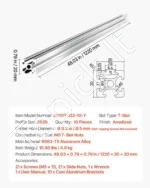 Aliuminio profilis 2020 T-Slot 1220 mm, 10 vnt. rinkinys (sidabrinis) - Image 7